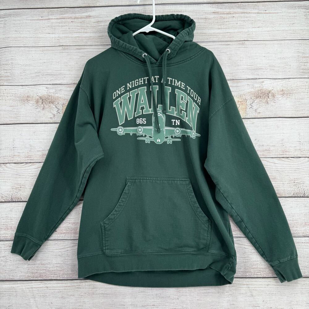 Morgan Wallen One Night at a Time Tour 2024 Hoodie Sweatshirt Mens XL Green